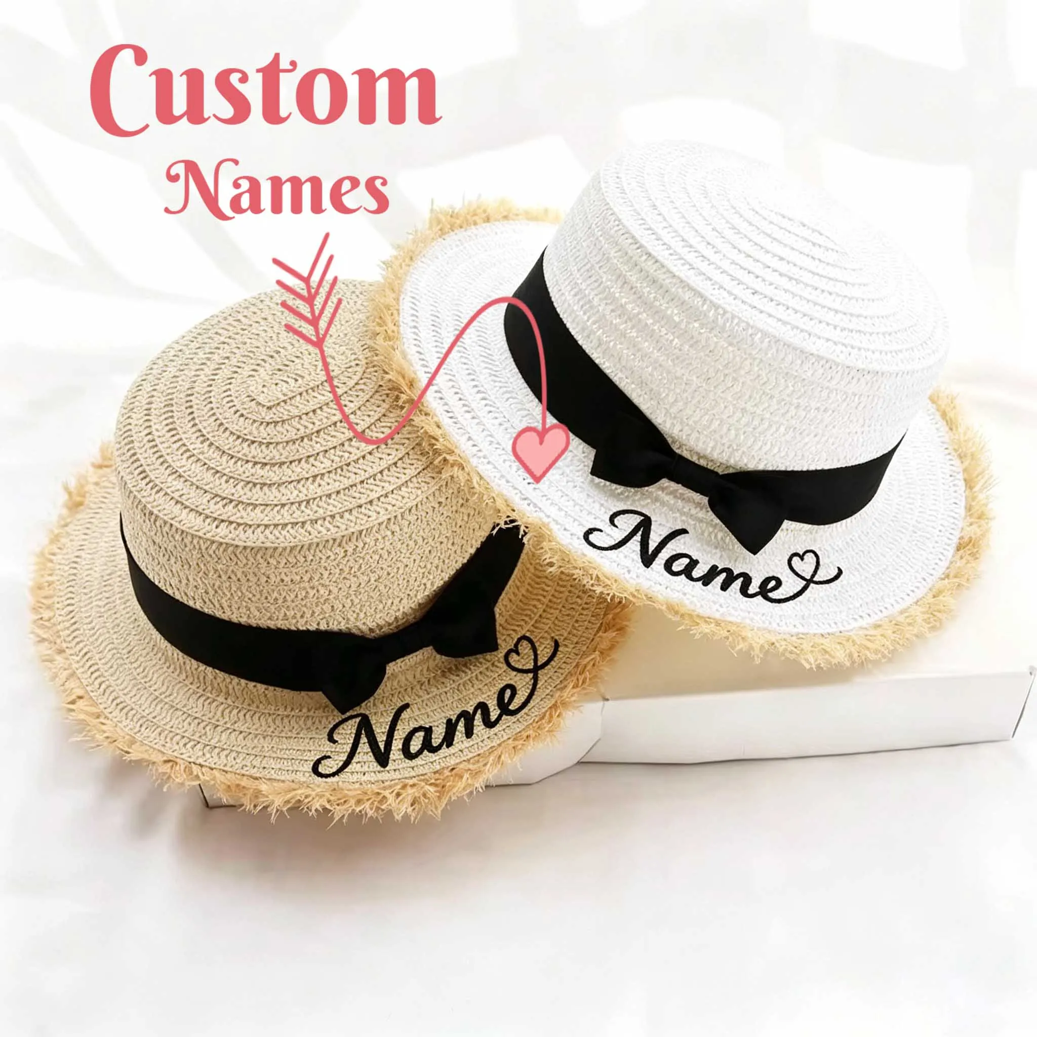 Custom Name Papyrus Beach Hat, Wide Brim Sun Protection Hat, Personalized Vacation Accessory