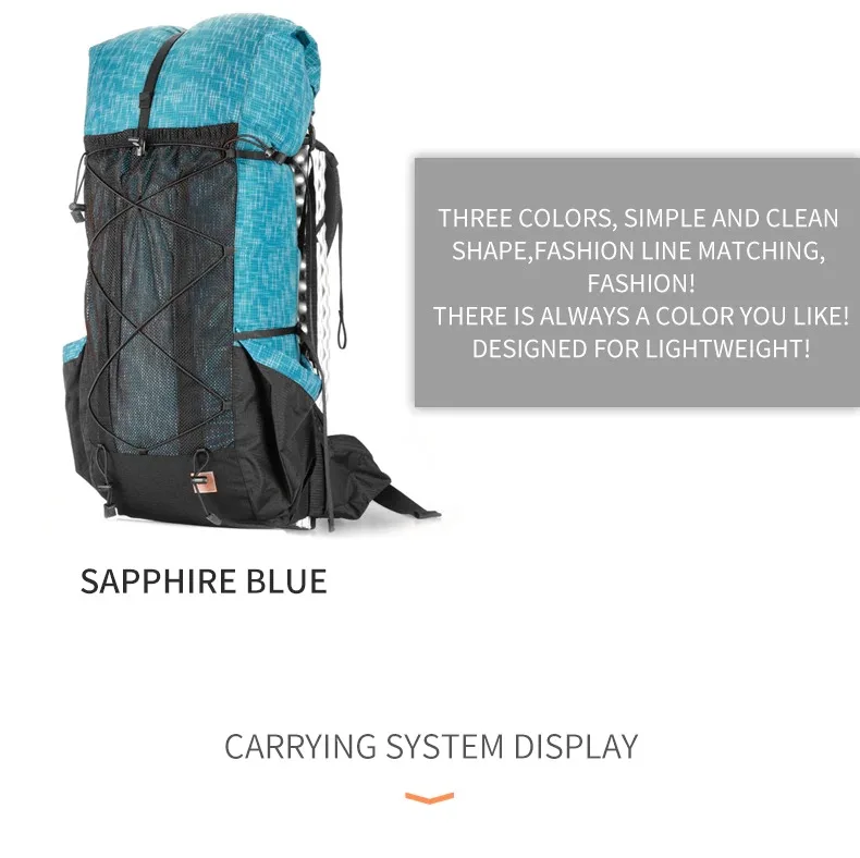 3F UL Gear Qidian Rucksack Outdoor Camping UHMWPE Rucksack Ultraleicht 40+16L Langlebige Tasche Wasserdicht Wandern Bergsteigen – Detail 3