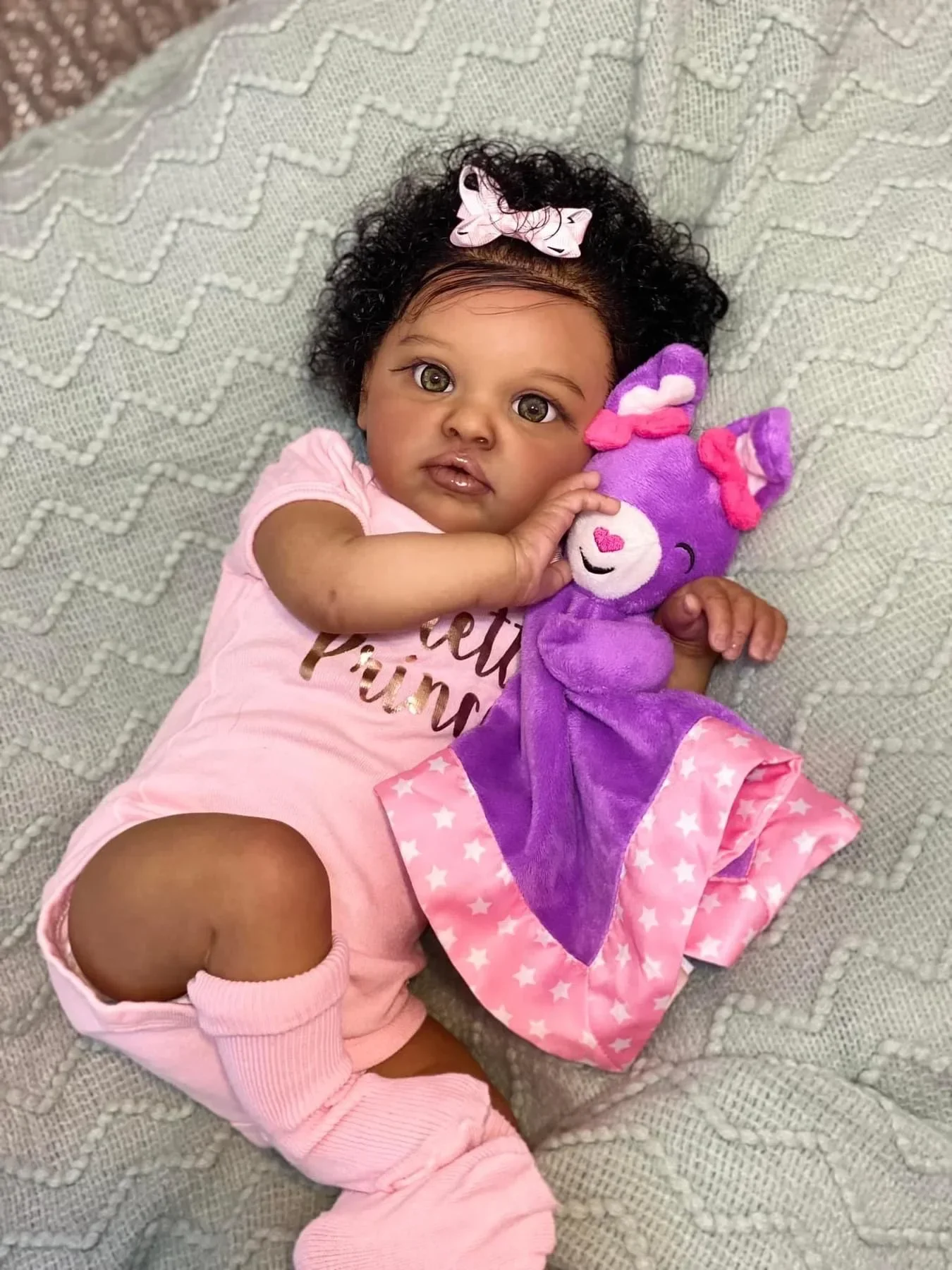 NPK 20inch Chantal Reborn Doll Lifelike Soft Touch African American Doll Handmade with Genesis Paint Visible Veins Multiple