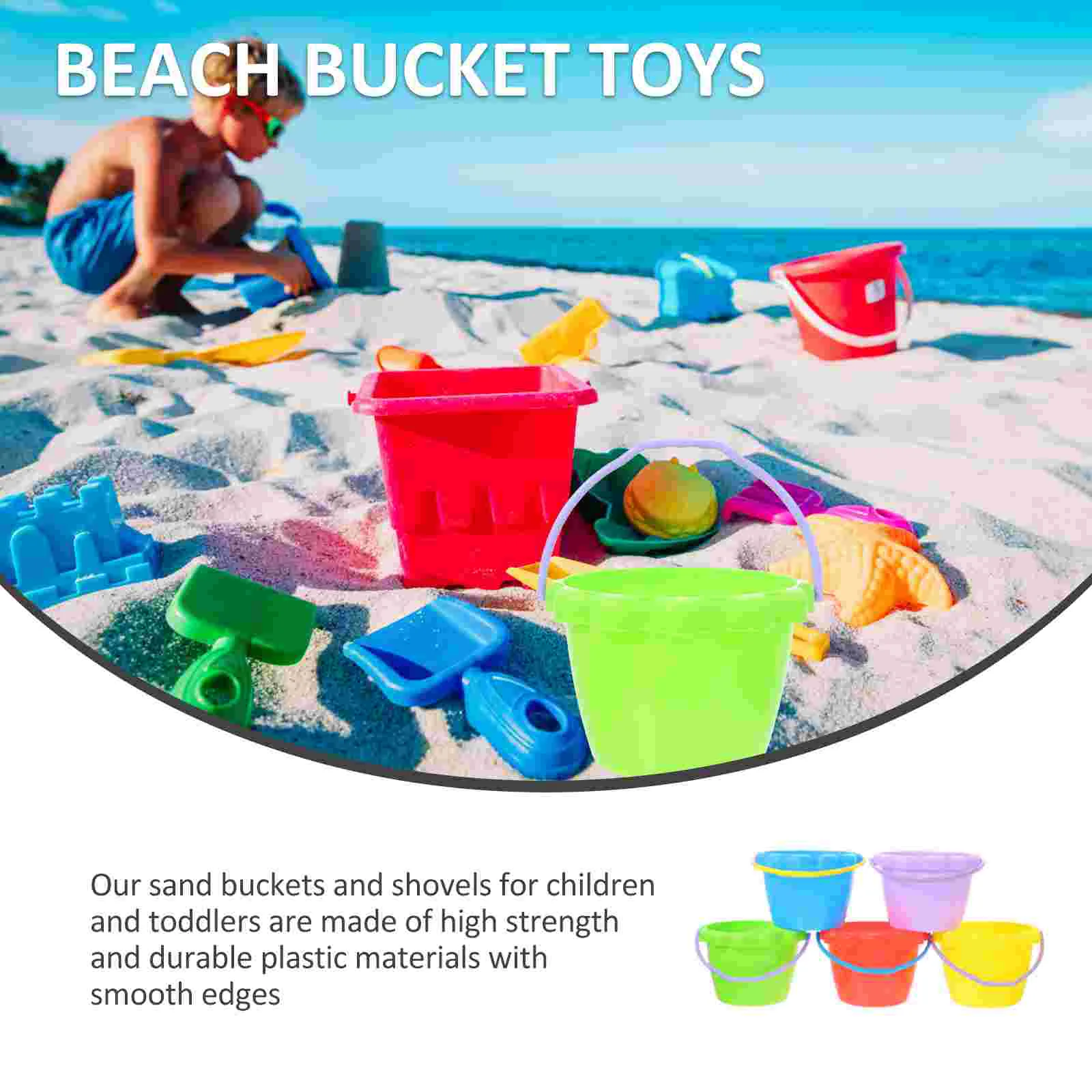 Cubo de playa de juguete para niños, cubos de arena portátiles, juguetes de agua, soportes de plástico plegables para exteriores, 5 uds.