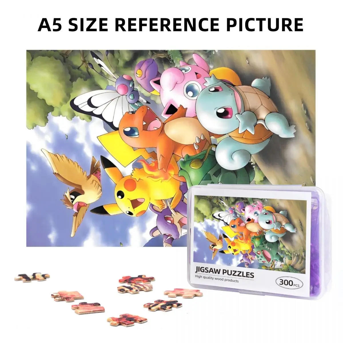 Pokemon Pikachu Characters Cartoon Wooden Puzzle 300 Pieces for Kids Learning Educational Toy Jigsaw Puzzles for Children