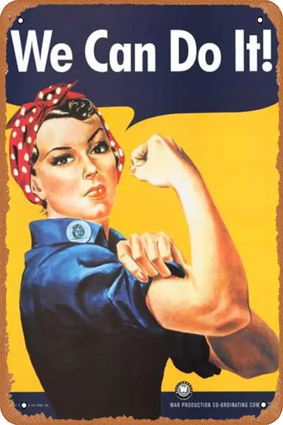 muecddoa College-Metallposter „Rosie The Riveter We Can Do It!“ Metallschild aus Zinn