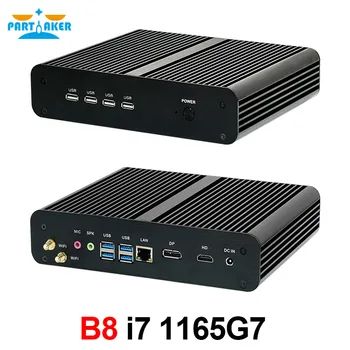 Partaker 11th Gen Fanless Mini PC Intel Core i7 1165G7 10710U Gaming PC Micro Desktop Computer NUC 4K HTPC 2 * DDR4 M.2 PCIe SSD