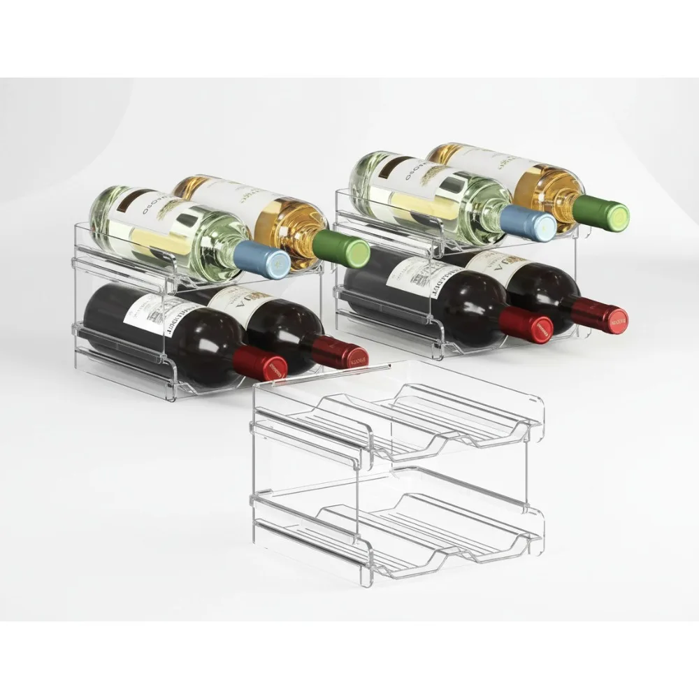 

Stackable Wine Bottle Organizer for Refrigerator, Holds 12 Bottles, Space-Saving Kitchen Storage