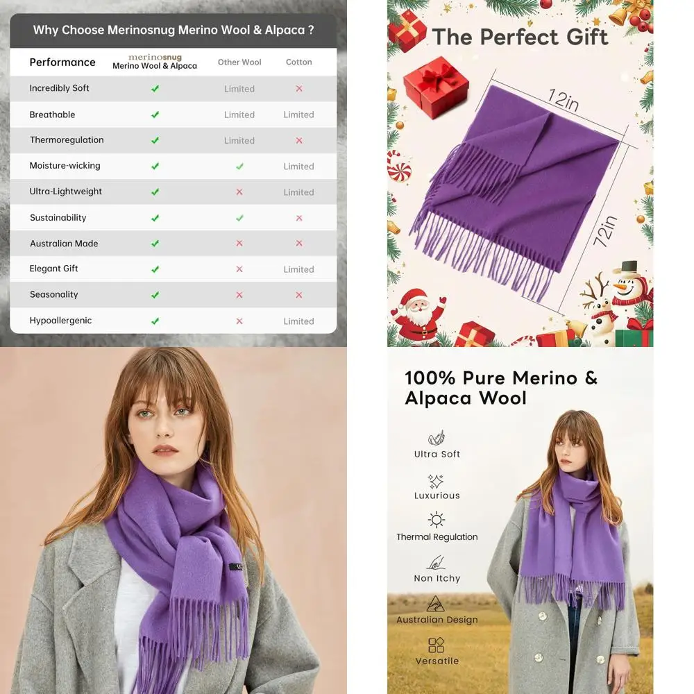 

Роскошный женский шарф из мериносовой шерсти и альпаки, шаль из пашмины из мягкого кашемира, идеальный праздничный подарок