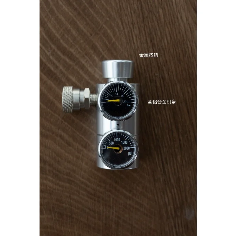 Double Gauge Gas Pressure Reducer Adjustable 9Bar Output Replacement Component for Pneumatic Coffee Extraction Machine