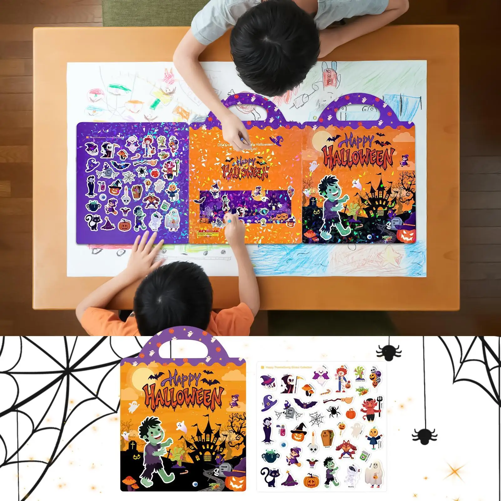 كتاب ملصقات للأطفال الصغار في الهالوين كتب لاصقة قابلة لإعادة الاستخدام للأطفال ألعاب الحرف اليدوية للأعمار من 3 إلى 6 سنوات طائرة فصول الدراسية للفتيات الصغيرات
