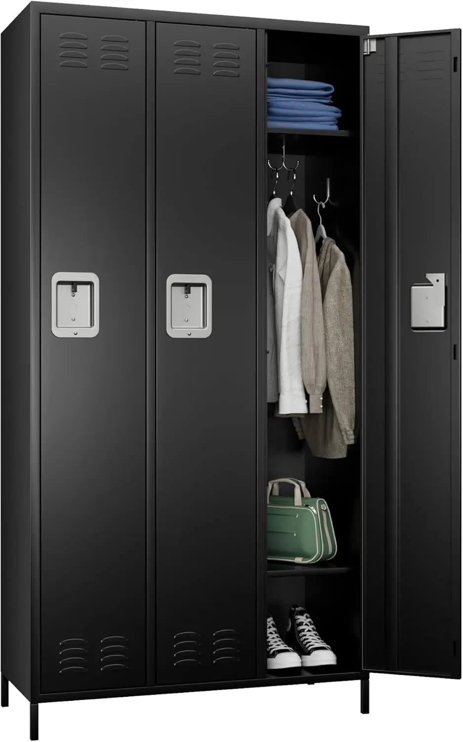 METAN Metal Locker for School Office Gym Bedroom,3 Doors Steel Storage Locker Cabinet for Employees,Industrial Storage Locker