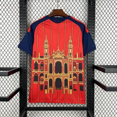 Unisex Red Navy Raglan Crew Neck Sport T Shirt Gold Building Full Print Quick Dry Training Short Sleeve Top
