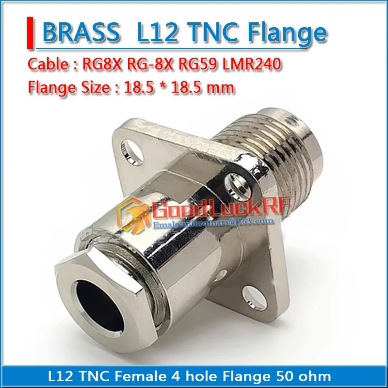 High-quality L12 TNC Female 4 hole Flange Clamp RG8X RG-8X RG59 LMR240 Cable 18.5 * 18.5 mm RF Connector Socket