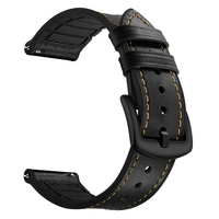 20mm Genuine Leather Coated Silicone Smart Watch Band for Garmin Vivoactive 3/Vivomove HR