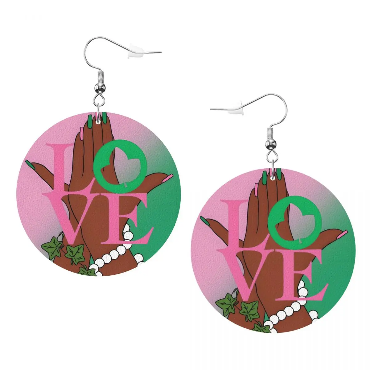 

Custom AKA Sorority Leather Teardrop Earrings Fashion For Women Jewelry Accessories For Valentine's Day