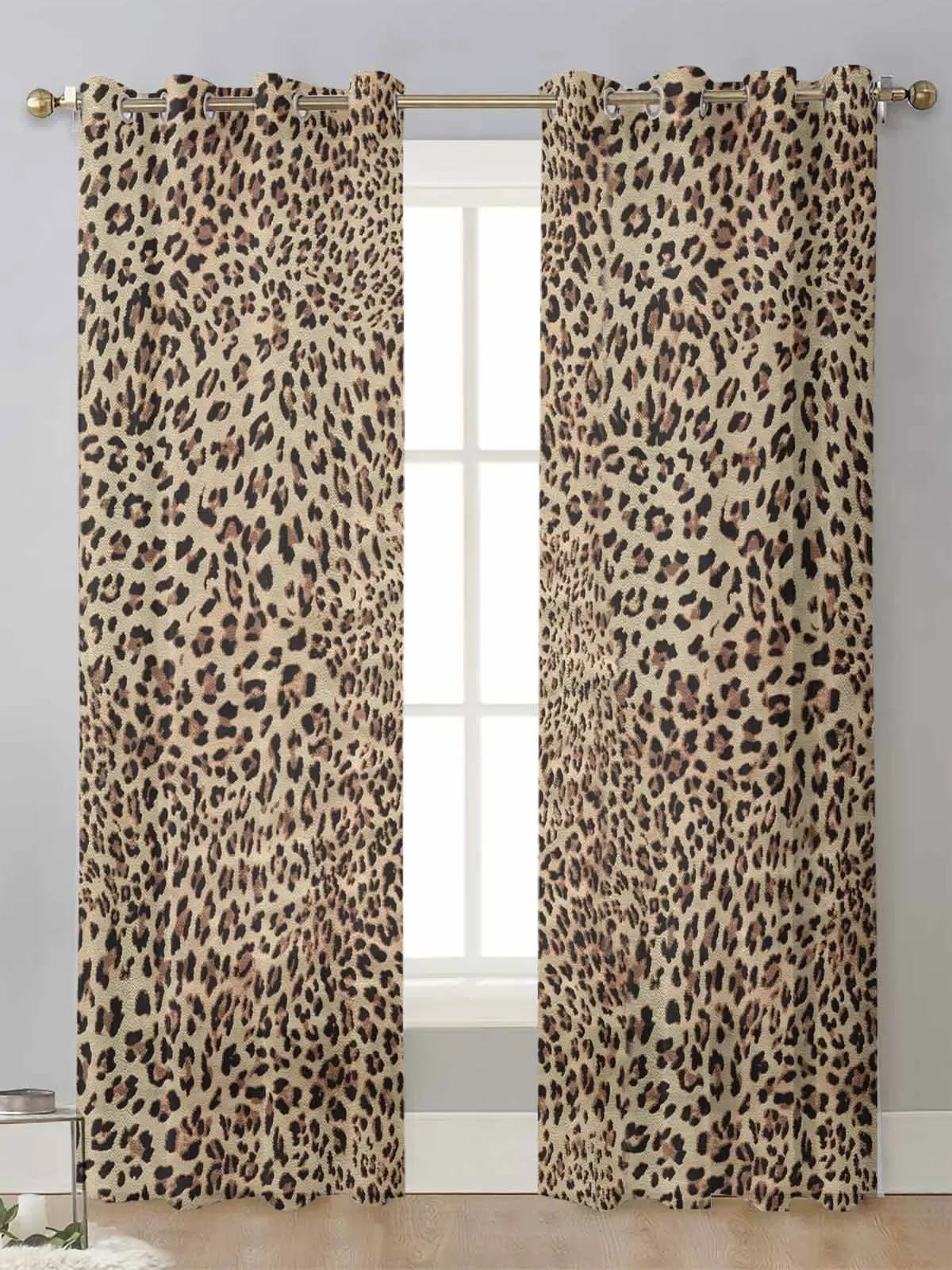 Leopard Texture Sheer Curtains For Living Room Window Screening Transparent Voile Tulle Curtain Cortinas Drapes Home Decor