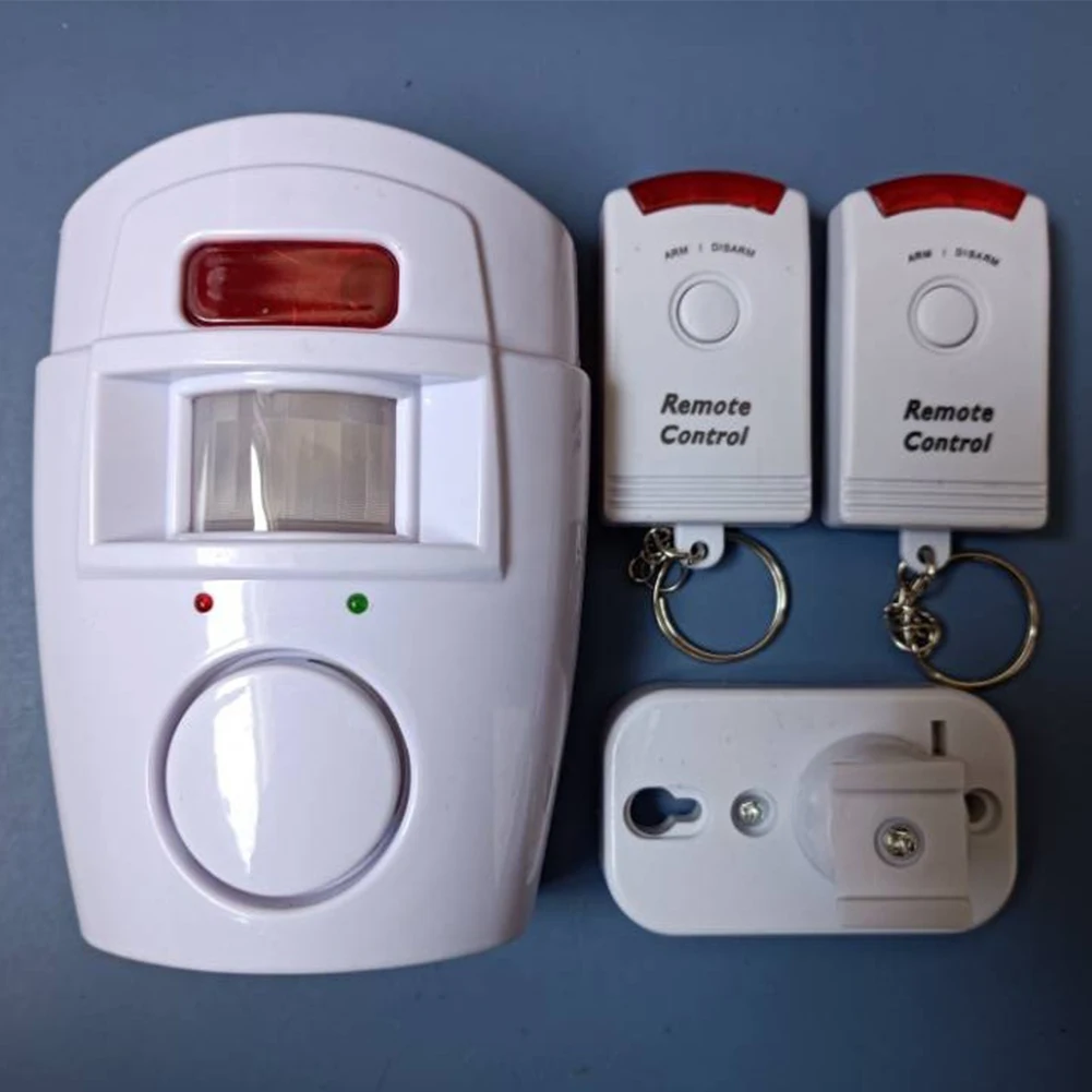 Wireless Motion Sensor Alarm พร้อมรีโมทคอนโทรล 2 ตัว PIR Alert เซ็นเซอร์อินฟราเรด Alarm แบตเตอรี่ Home Security System