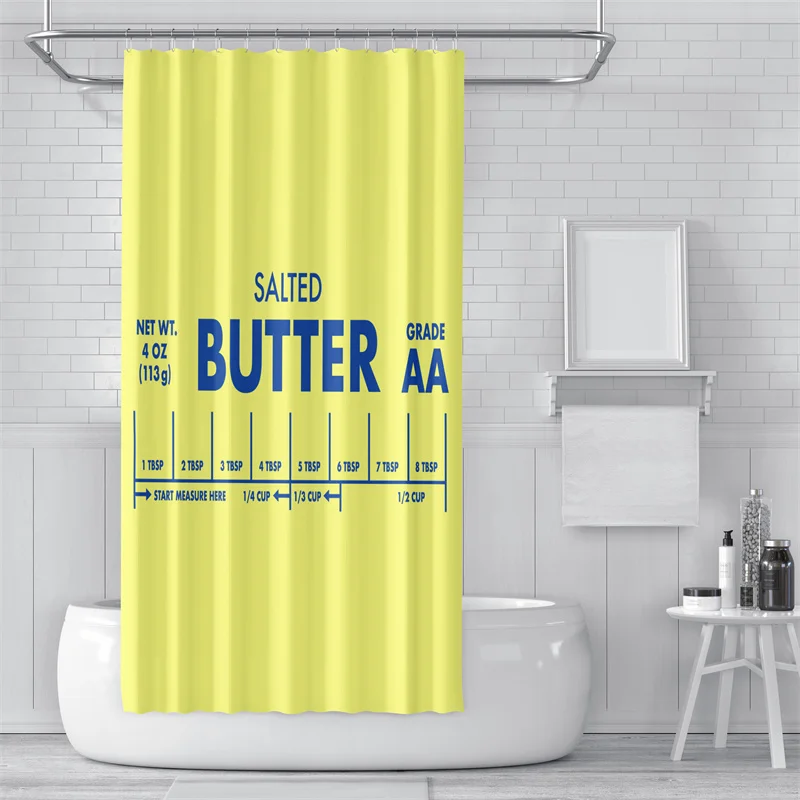 Aertemisi Butter Stick Shower Curtain Set with Grommets and Hooks for Bathroom Decor