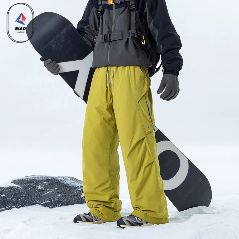 

EIAO Skiing Down Pants Men Women 2026 Winter Snow Peak 90 Filler Duck Pants Techwear Sports Windproof Waterproof Padded Trousers