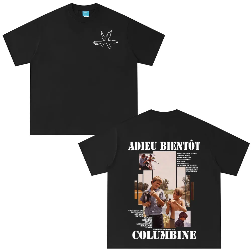 

Рэпер Columbine Adieu Bientôt Альбом Графическая футболка Мужчины Женщины Хип-хоп Мода Поп-музыка Футболки Повседневная одежда Винтажная уличная одежда