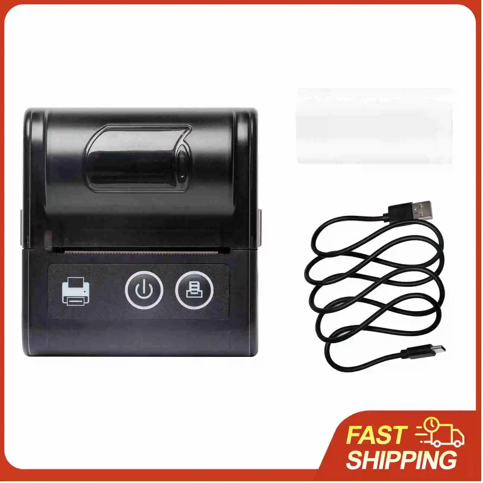 

Портативный мини-термопринтер для чеков, USB, Bluetooth, 2 дюйма, 57 мм, беспроводной, высокоскоростной, с 1 рулоном бумаги в комплекте