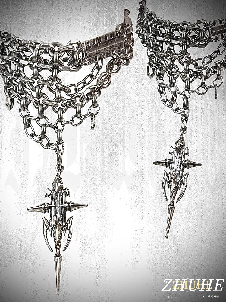 

Punk Layered Chain Spike Jewelry Accessories, Stylish Necklace for Men and Women, Gothic Dark Style Fashion Jewelry