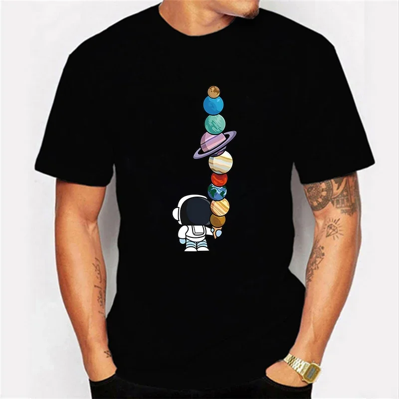 

2023 Men's T-shirt Short Sleeve Tees Loose Tops New Brand Space Astronaut Camisetas De HombreCX