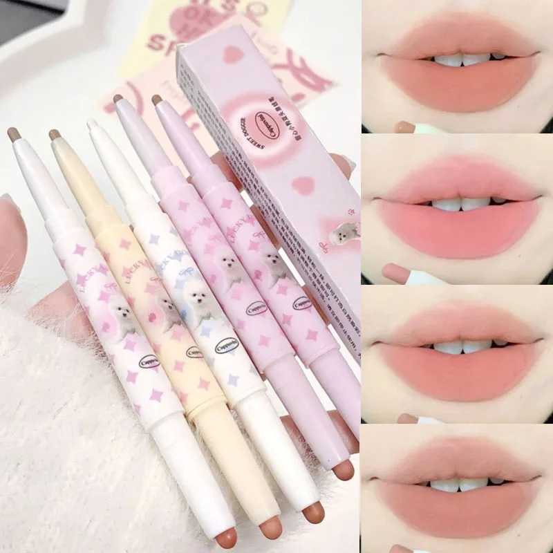 Double-ended Matte Lip Liner Lipstick Pen Lasting Waterproof Non-stick Cup Smooth Soft Velvet Lipliner Pencil Makeup Cosmetics