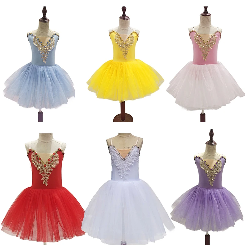 Girls Ballet Tutu Dress Child Gymnastics Ballet Dresses Ballerina Dance Stage Performance Costume Princess Birthday Party Dress