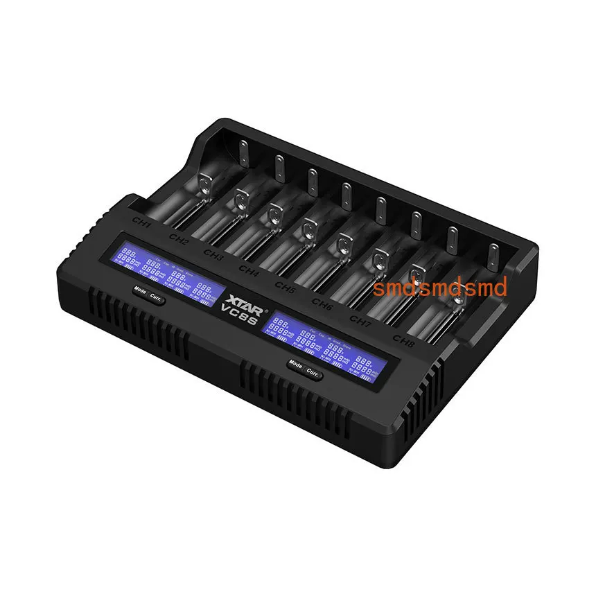 Battery Charger Grading Testing All Slot XTAR VC8S 8-bay Smart Versatile Li-ion&Ni-MH Battery Charger With Type-C Input&HD LCD