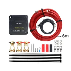12V 140Amp Dual Battery Isolator VSR Sensitive Relay & Wiring Cable Kit Double Battery Automatic Charger for RV Marine Car