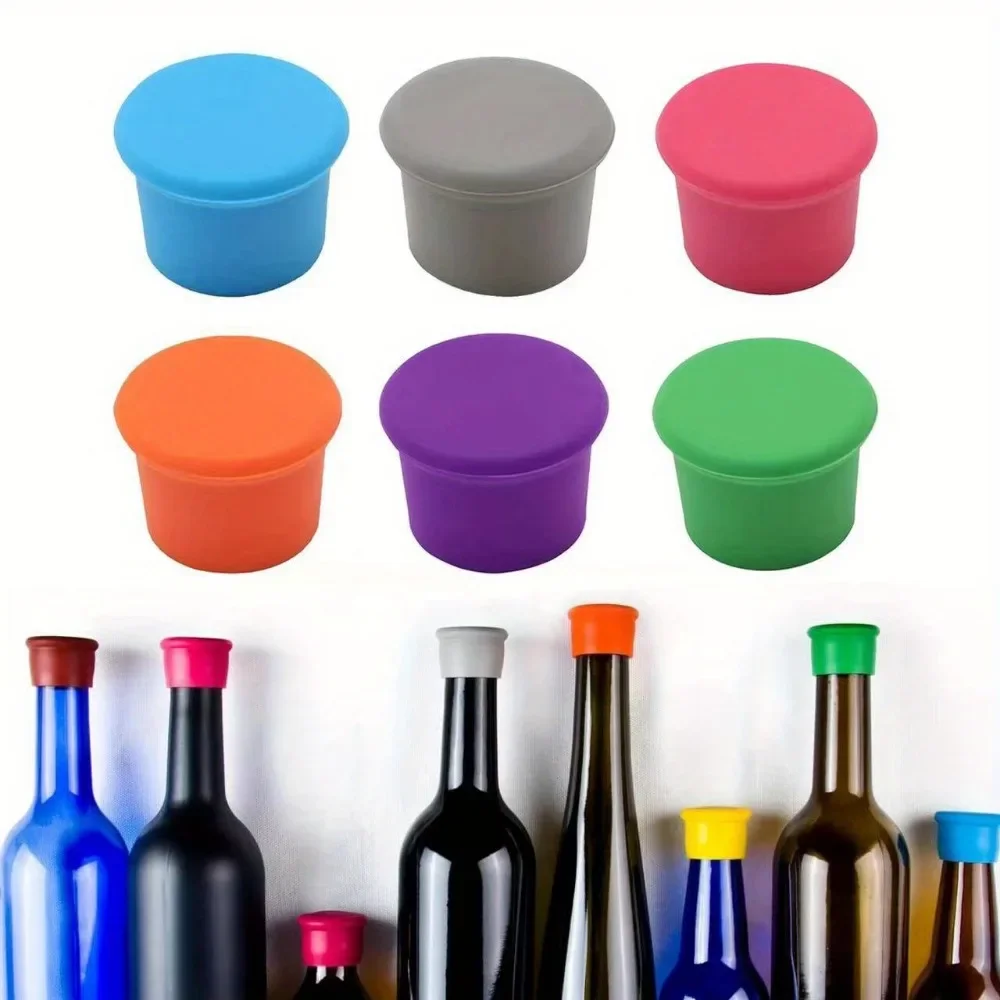 3/6PCS Silicone Wine Stopper Plugs Reusable Wine Corks Glass Corks To Keep Beverages Fresh for Beer Champagne Kitchen Gadgets