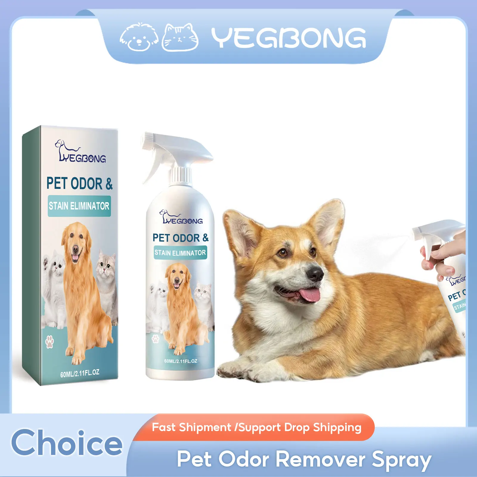 Pet Deodorizing Liquid Natural Fragrance Bad Smell Remover Body Cleaning Deodorant Urine Odor Eliminator Dog Odor Removal Spray