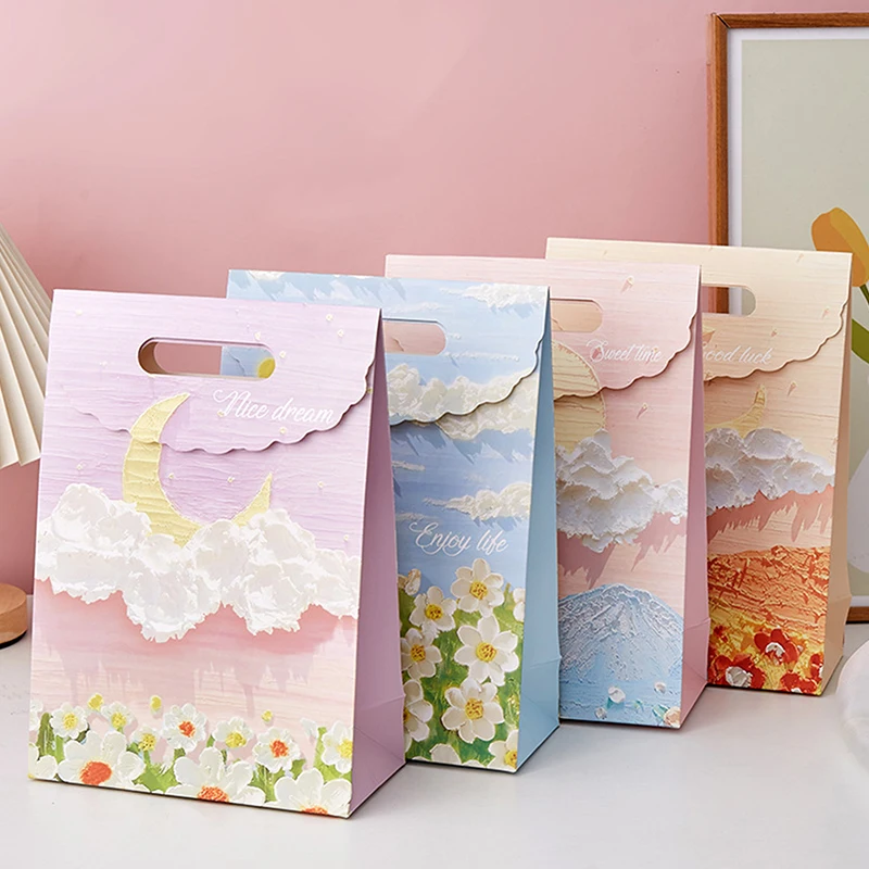 

5PCS Elegant Gift Bags Wedding Birthday Baptism Jewelry Candy Packaging Small Paper Bags