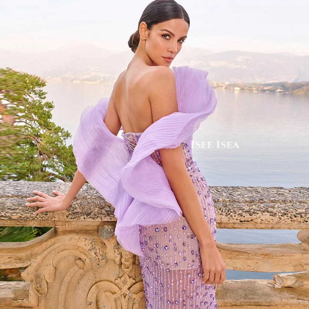 スパークリングイブニングドレスチュール V ネックセクシーなキャップスリーブ マーメイドクリスタルウエディングガラドレスカスタマイズ