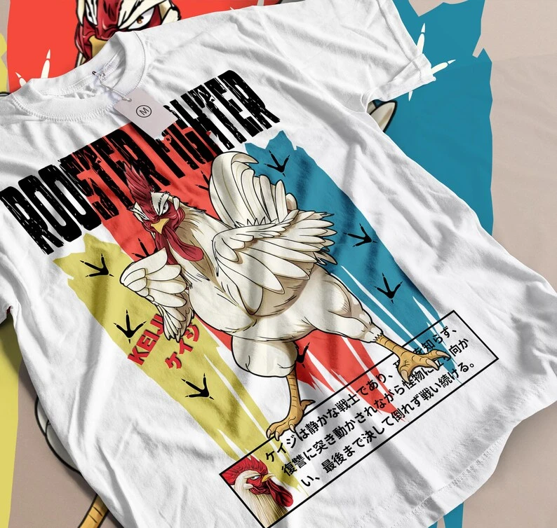 Rooster Fighter Casual T-shirt Oversized Unisex T-shirt Streetwear Trendy Cotton New Model personality Clothes Short soft tee
