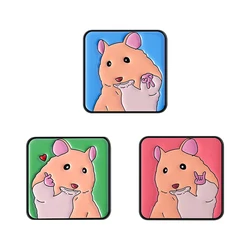 Cartoon Cute Pet Hamster Brooch Enamel Pins Creative Hand Heart Love You Gesture Brooches Lapel Badges Jewelry Friends Gift
