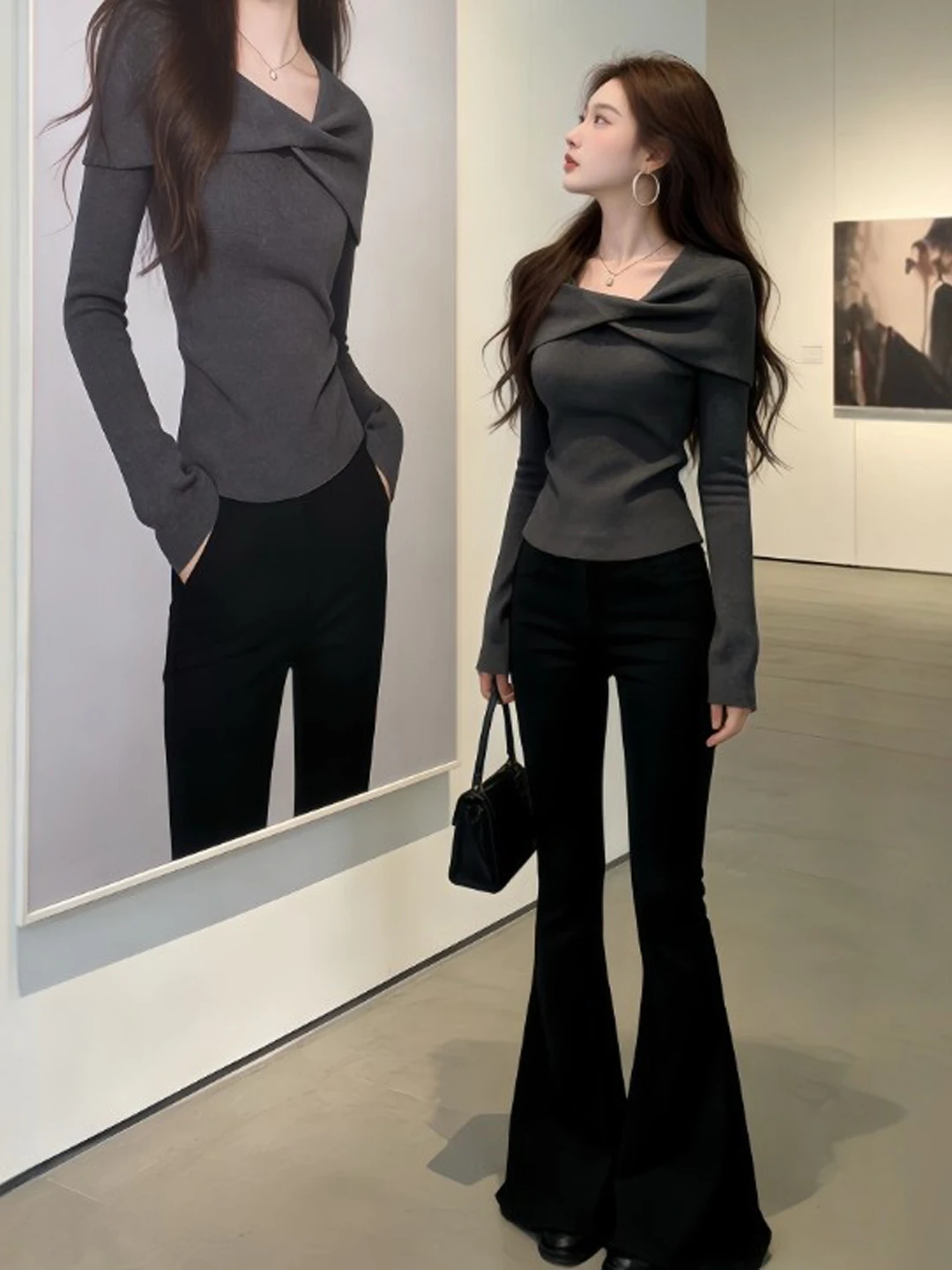 

Ретро-свитер на одно плечо с уникальным дизайном, облегающий, элегантный, модный топ для женщин, повседневный, для путешествий