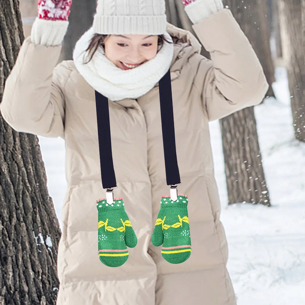 

3pcs Kids Hat Elastic Children Mitten Gloves Wear-Resistant Adjustable Glove For Winter Toddler Mitten Clips Aluminum Alloy