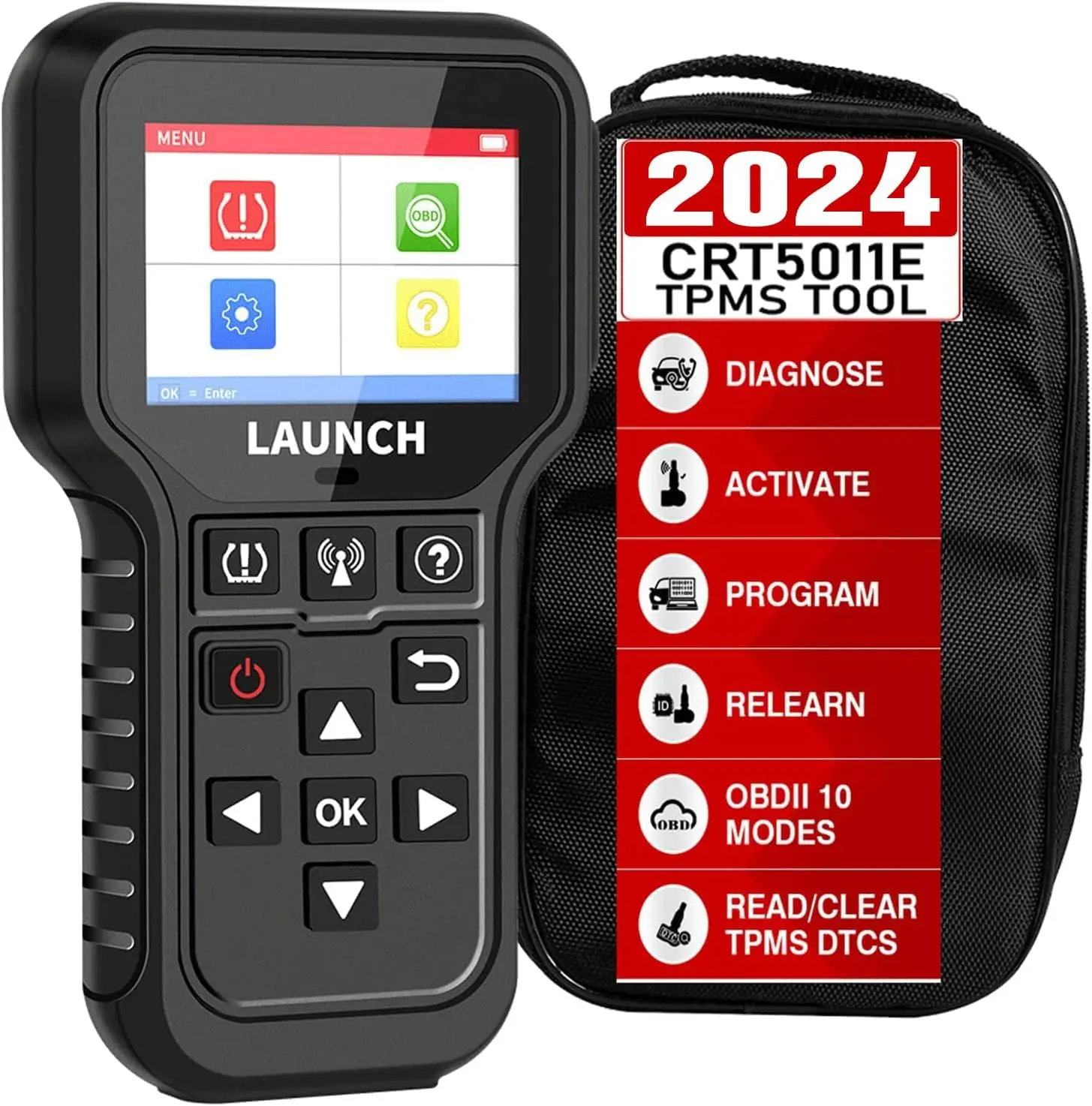 For LAUNCH CRT5011E 2024 Newest TPMS Relearn Tool OBD2 Scanner Code Reader Auto TPMS Sensor (315+433MHz) Lifetime Free