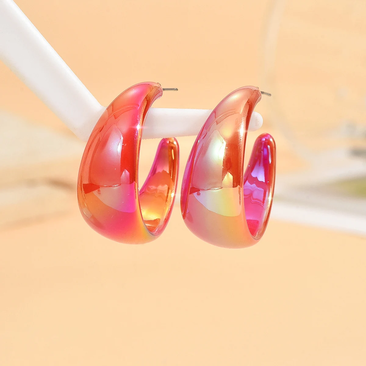 Mode Koreanische AB Farben Breite C-Typ Hoop Ohrring Frauen Vintage Unregelmäßige Baumeln Ohrringe Für Weibliche Partei Schmuck – Detail 6