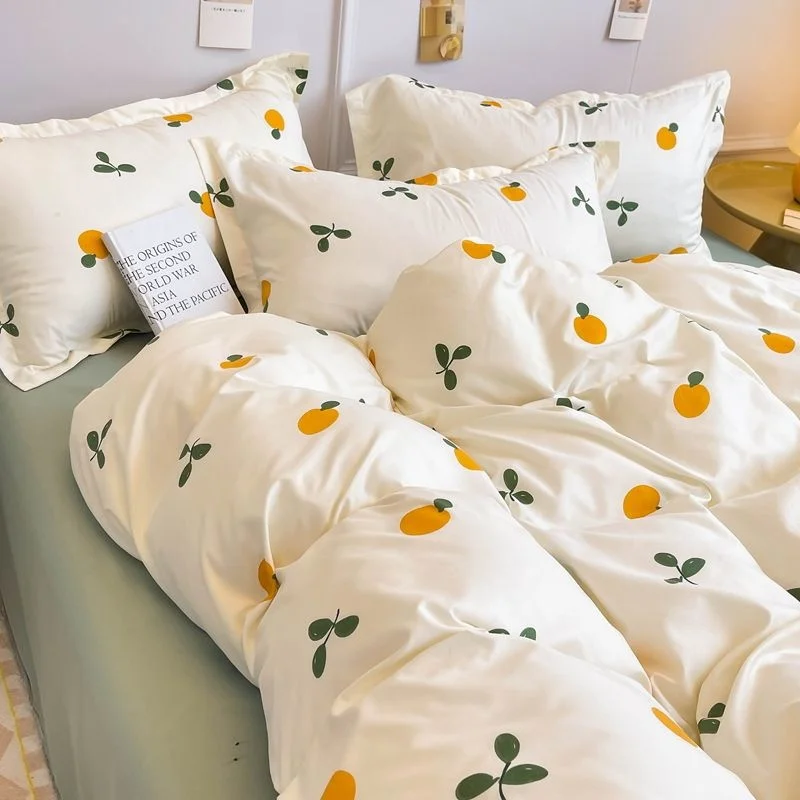 Imagem -03 - Conjunto de Cama Floral para Mulheres Capa de Edredão Gêmeo Completo Queen Size Cama de Meninas Lençol Plano Fronhas Kawaii Coelho Colcha