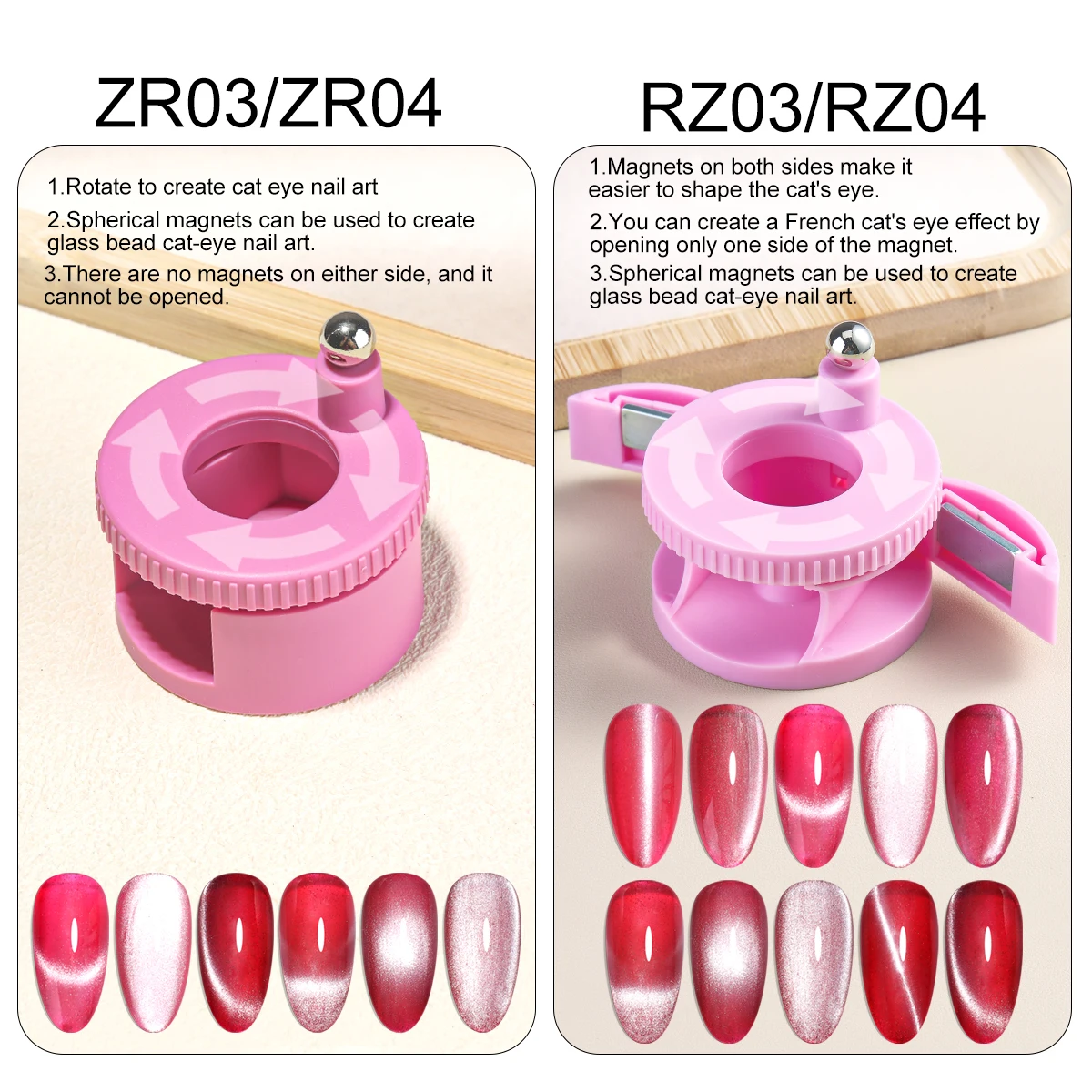 Automatisches Katzenaugen-Nagelwerkzeug, superstarker rotierender Magnet mit Glasperlen für französische Maniküre und Gel-Nagellack. DIY-Nagelkunst-Werkzeug für Anfänger – Detail 11