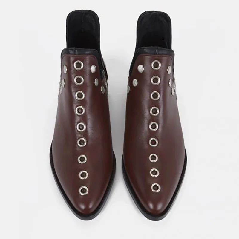 Trend Women's Boots Pointed Toe Rivet Womens Ankle Boots Plus Size 34-43 High Heels Hot Sale New Shoes for Women High Quality