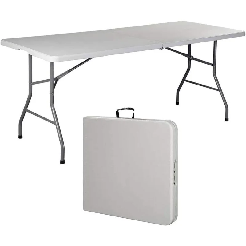 

COLIBYOU 6' Folding Table Portable Plastic Indoor Outdoor Picnic Party Dining Camp Tables (White) (6 Inches)