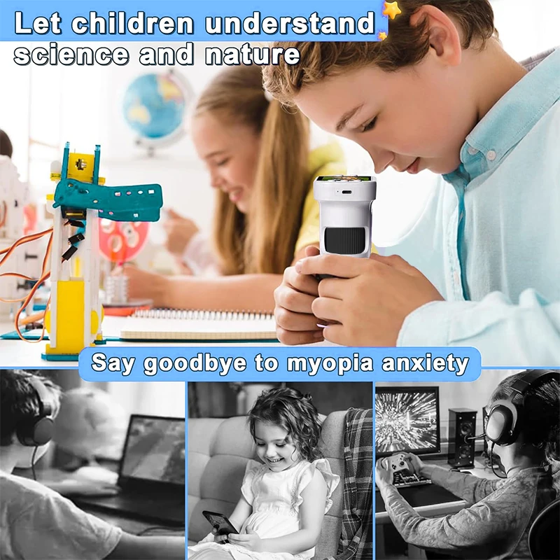 Microscope for Kids, 1000X Portable Pocket Microscope Miniscope, with 2” LCD Screen Handheld Kids Microscope,Adjustable LED,