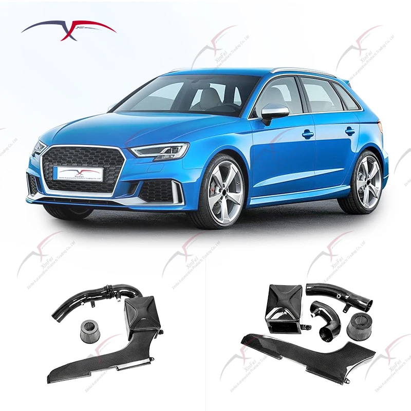 Adecuado para piezas automotrices RS3 TTRS 2.5T, Kit de sistema de admisión en frío de fibra de carbono, sistema de filtración de entrada en frío