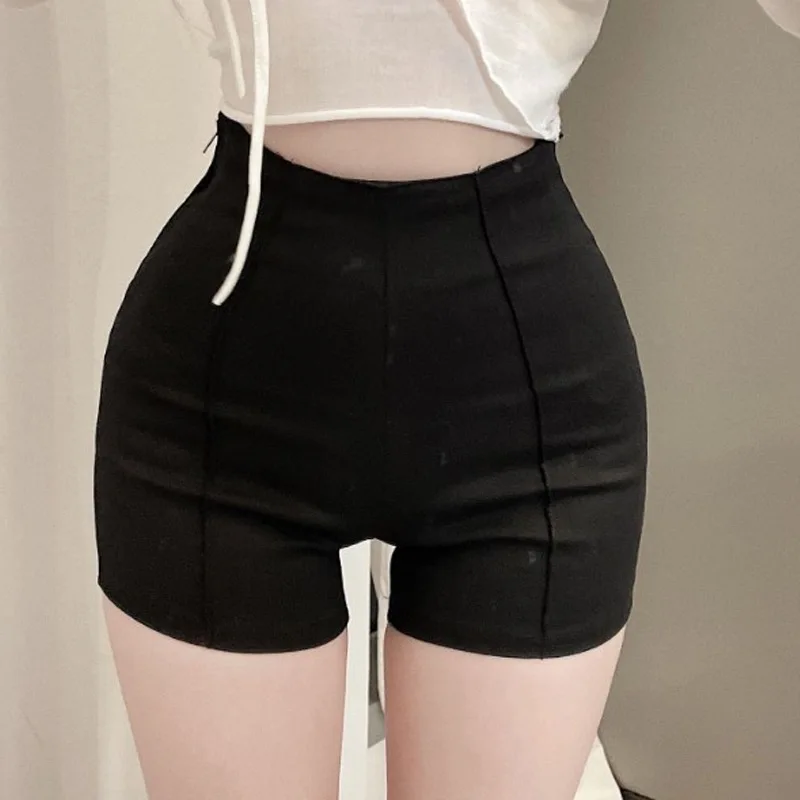 

Black High-Waist Sporty Shorts Women Summer Hot Girl A-Line Hot Pants Ultra-Short Tight Casual Yoga Pants Wide Leg Trousers