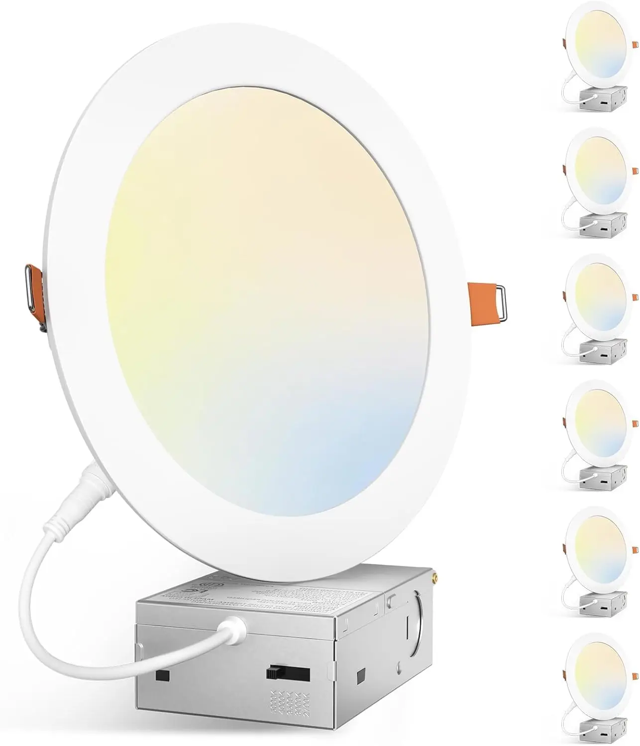 

Комплект из 6 светодиодных потолочных светильников без каналов, 7 футов, с регулируемой яркостью 5CCT, 2700–5000 К, 15 Вт = 100 Вт, 1300 лм, ETL/FCC