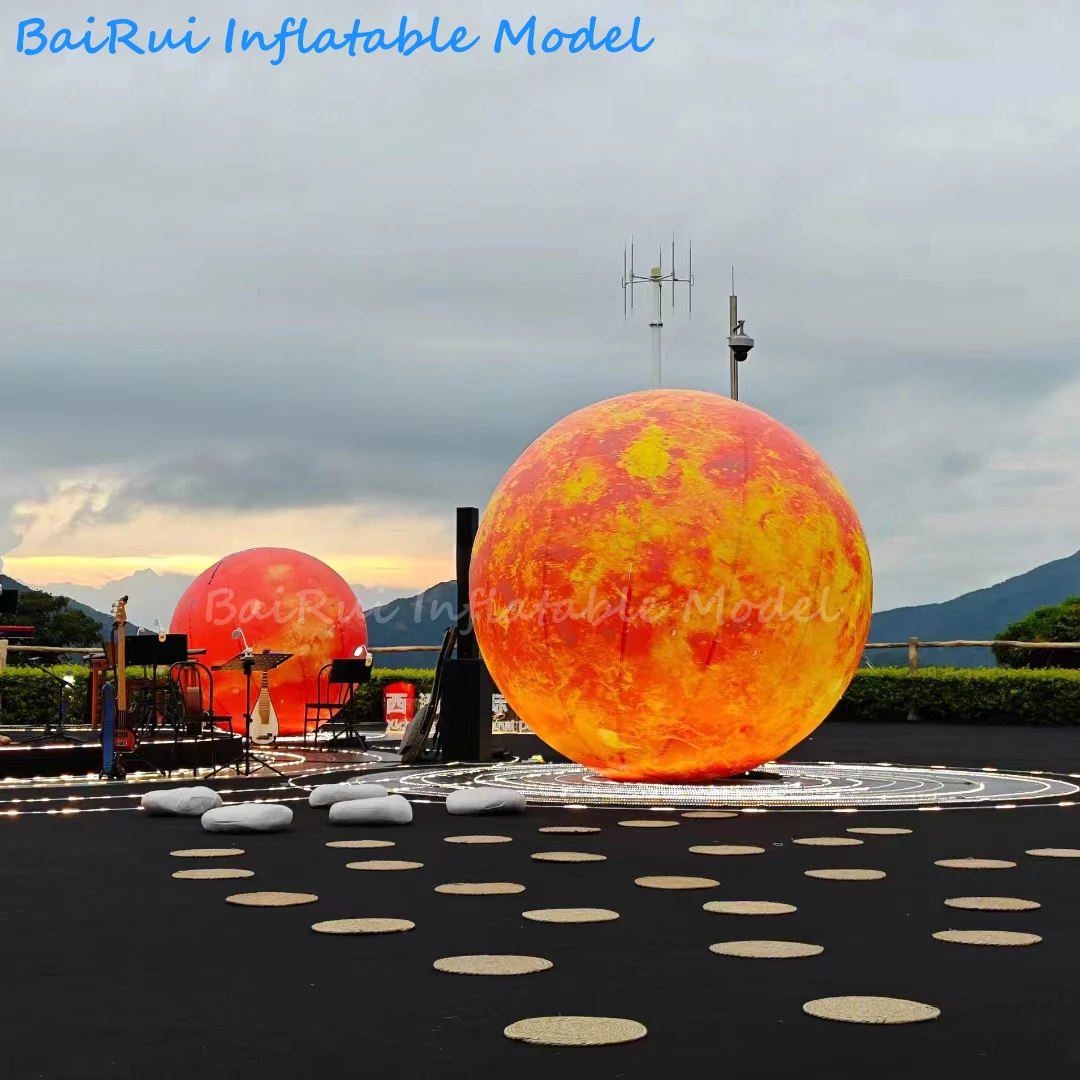 거대한 팽창식 조명 행성 공기 블로우 태양 은하, 백색 LED 조명, 지구 목성, 토성, 금성 이벤트, 무대 장식
