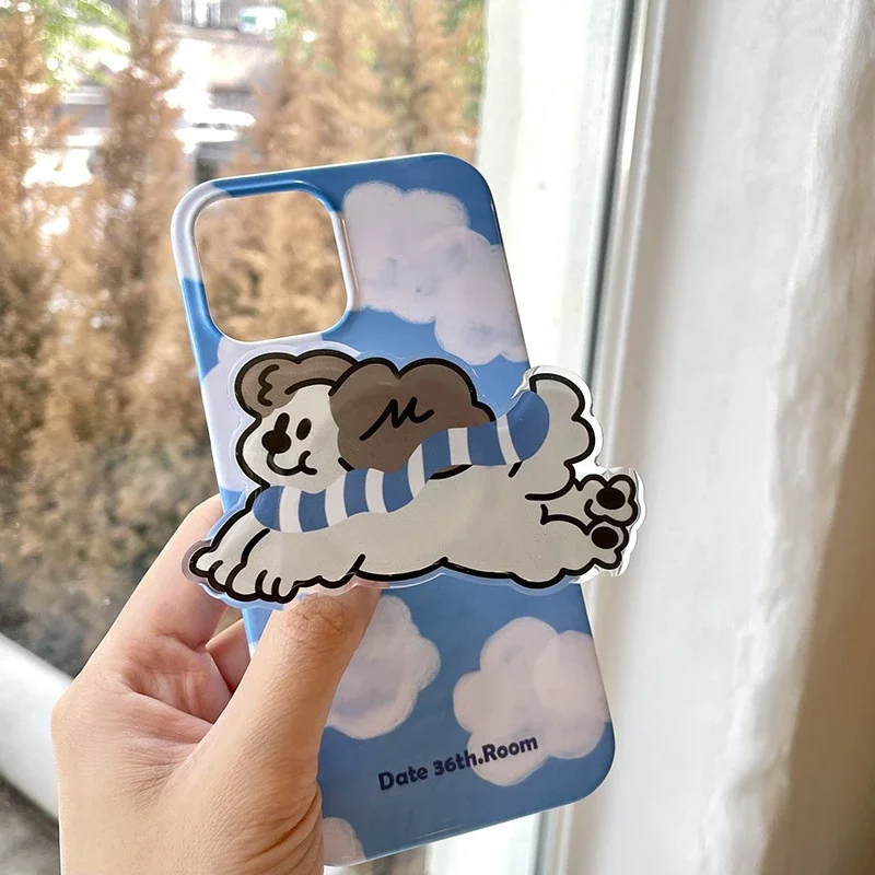 Divertente 3D Cute Girls Grip Tok Staffa per telefono per iPhone 16 14Pro Max Lovely Dog Stand Griptok Finger Support Holder Accessori