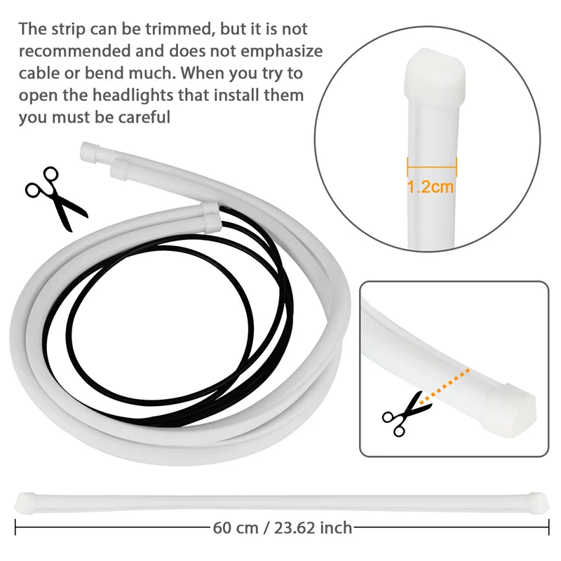 2 uds DRL 60CM tira de luces LED luces de circulación diurna bombillas de señal de giro 12V estilo Flexible faros antiniebla blanco