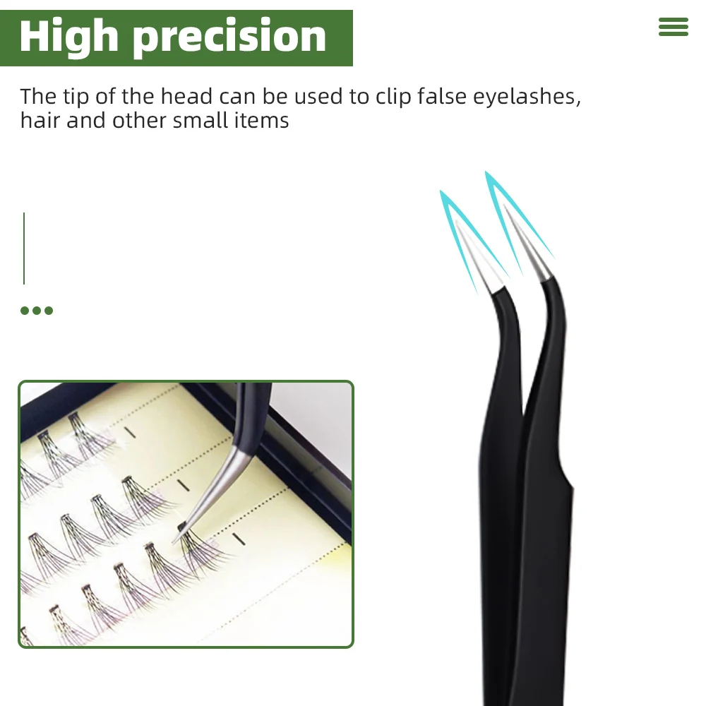 6PCS pinzette per ciglia Clip per ciglia di bellezza in acciaio inossidabile pinzette antistatiche Ultra rigide ad alta precisione imposta strumenti per il trucco